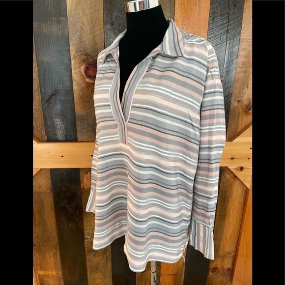 LOU & Grey v neck long sleeved striped tunic top, size S - Picture 6 of 6